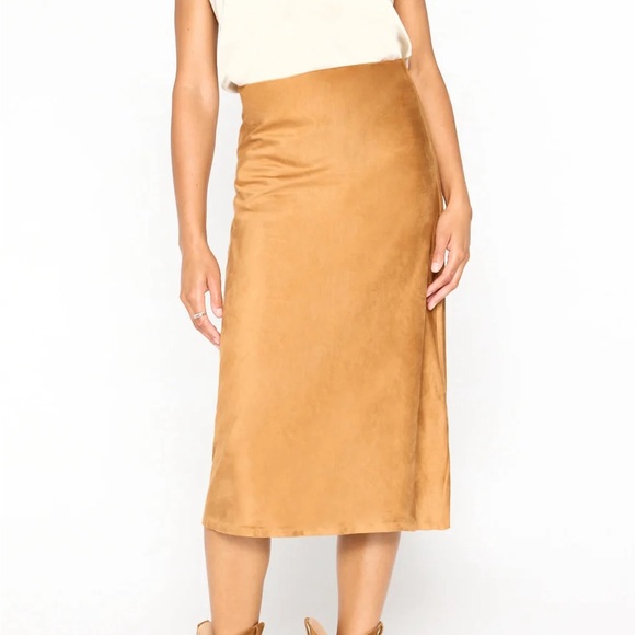 Brochu Walker The Hallie Vegan Suede Slip Skirt - camel - Picture 6 of 12